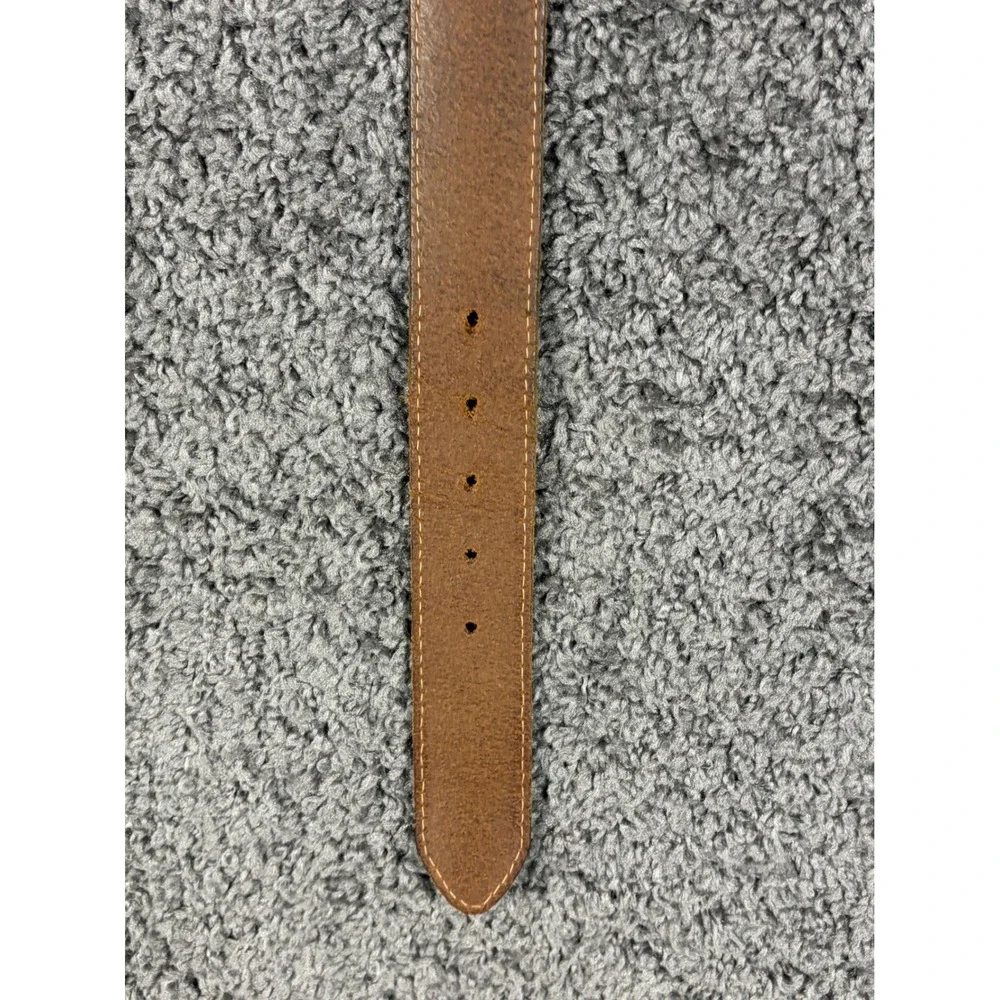 Nordstrom 1901 Mens Brown Leather Belt 42 Handcrafted USA Contrast Stitch 105cm